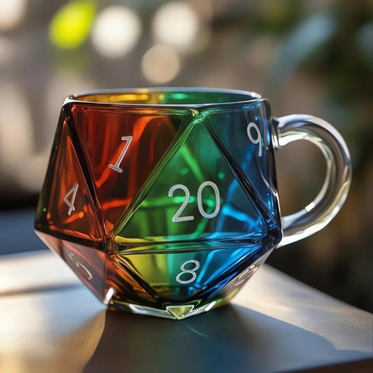 Geometric Transparent Glass Mug with Colorful Design