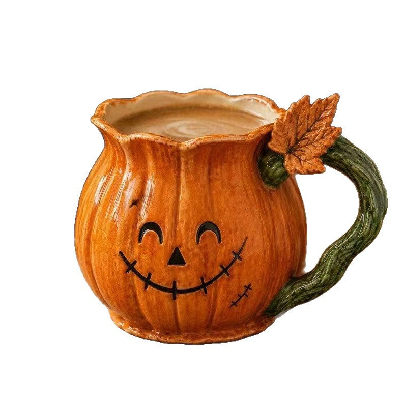 Pumpkin Shaped Ceramic Mug with Handle
